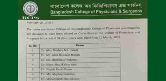 বিসিপিএস কাউন্সিলর, বাংলাদেশ কলেজ অফ ফিজিশিয়ানস্ অ্যান্ড সার্জনস্